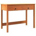 Bureau en pin massif - vidaxl - 100x50x78 cm - max marron - tiroir int�gr� - 2 �tag�res - design moderne ...