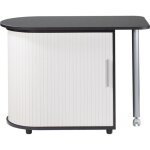 Bureau informatique - noir - table pivotante 360 - meuble de rangement - blanc - design contemporain ...