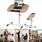 Bureau pliable 60 x 40 cm - xuanyu - table de lit a roulette - avec barre darr�t - hauteur r�glable - ...