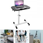 Bureau pliable 60 x 40 cm - xuanyu - table de lit a roulette - avec barre darr�t - hauteur r�glable - ...