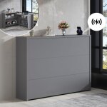 Bureau pliable - modernluxe - charge sans fil - tagres - roulettes - brillant - gris