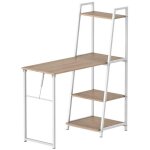 Bureau pliable rabattable - bureau biblioth�que 2 en 1 - 4 �tag�res - imitation bois ch�ne clair m�tal ...