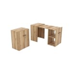 Bureau pliable flip ? chne clair ? compact design et extensible