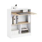 Sobuy petit bureau gaming avec rangement et plateau rabattable table de bureau compacte ordinateur chambre ...