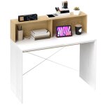 Bureau avec rangement 110 x 50 cm - homcom - 2 compartiments ouverts et étagère de rangement - blanc ... Bureau avec rangement 110 x 50 cm - homcom - 2 compartiments ouverts et étagère de rangement - blanc ...