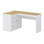 Bureau avec rangements - coloris : blanc et naturel - ridova Bureau avec rangements - coloris : blanc et naturel - ridova