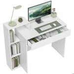 Bureau avec rangement - homcom - 3 �tag�res de rangement et tiroir - panneau de particules - 100 x 40 ...