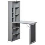 Bureau avec rangement homcom pliable murale rabattable avec avec biblioth�que poste de travail tableau ...