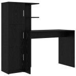 Bureau avec rangement - vidaxl - ch�ne noir - 102x50x124 cm - bois ding�nierie - 6 �tag�res - 2 portes ...