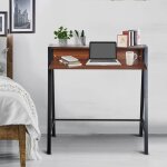 Bureau secr�taire bureau informatique style n�o - r�tro �tag�re m�tal 84 x 45 x 85 cm coloris noyer noir ...