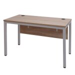 Bureau table d ordinateur avec paroi arriere et canaux de c�bles 120x60 cm en metal blanc et mdf couleur ...