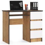 Bureau avec tablette clavier et 3 tiroirs - 90x50x77cm - bureau informatique avec rangement - bureau ...