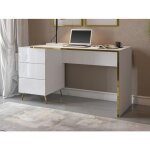 Bureau avec tiroirs - blanc brillant et dor� - marzialo