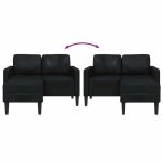 Burke@ sofa salon deux places - canap� double - montage simplifi� - avec m�ridienne en l noir 125 cm ...