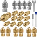 Buses dimprimante 3d 26 pices en acier tremp et laiton mk8 buses dextrudeuse 02 / 04 / 06 / 08 mm avec ...