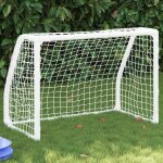 Buts de football pour enfants 2 pcs avec ballon blanc métal Buts de football pour enfants 2 pcs avec ballon blanc métal
