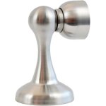 Butoir de porte magntique en aspect acier inoxydable - bute de porte avec matriel de fixation au sol ...