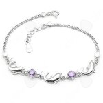 C bracelet 925 argent massif dauphin avec amthyste pour femmes bijoux cadeaux pour lanniversaire de ...