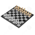 �chiquier magn�tique pliable 25x25x2 cm - pi�ces or / argent antid�rapant silencieux pour voyage