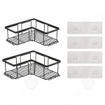 C etagere douche ensemble 2 pi�ces installation sans per�age crochet multifonctionnel rangement dangle ...