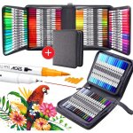 C feutres 100 couleurs double pointe stylo feutre emballage en toile peinture brosse pour peindre stylo ...