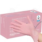 C gants jetables 100 pcs gants jetables en nitrile de qualit alimentaire roses pour les travaux mnagers ...