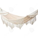 C hamac 200x150cm hamac � pompons balan�oire de camping pliante en toile tiss�e pour lext�rieur peut ...