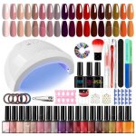 C kit ongle gel 8 ml 18 couleurs 44 pices effet brillant longue tenue convient aux dbutants avec lampe ...