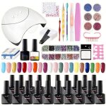 C kit ongle gel 8 ml 20 couleurs 37 pices effet brillant longue tenue convient aux dbutants avec lampe ...