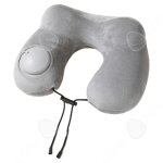 C oreiller de voyage gonflable gris portable avec sac rangement housse peluche cristal coussin cervical ...