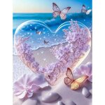 C?ur diamond art painting kits 5d diy plage broderie diamant painting kit complet bord de mer amour peinture ...