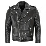 C veste en cuir noir style moto pour 180cm - 188cm / 80 - 95kg coupe ajust�e structur�e design court ...