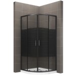 Cabine douche 1 / 4 de cercle 100x100cm coulissante h. 190 verre srigraphi ligne noire tibyblack