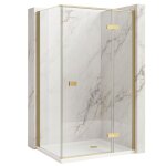 Cabine de douche  gauche rea atlas 120x90 paroi et porte de douche brosse or 120 x 90 x 200 cm