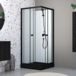 Cabine de douche intgrale 80x80x200 cm carre - portes coulissantes - receveur noir mat