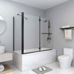 Cabine de douche - paroi de douche baignoire - pliante esg 120x68x130 cm noir shl39915 Cabine de douche - paroi de douche baignoire - pliante esg 120x68x130 cm noir shl39915