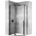 Cabine de douche rea diamond paroi et porte de douche noir 80x80x195cm
