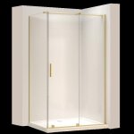 Cabine de douche rea montana paroi et porte de douche or bross� 130x80x2005cm