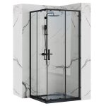 Cabine de douche rea punto paroi et porte de douche noir 90x90x190cm