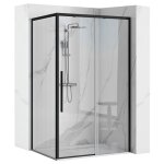 Cabine de douche rea solar paroi et porte de douche noir 90x120x195cm