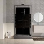 Cabine de douche rectangle 110x80x215cm - portes pivotantes - lignes grises anthracites - scratchy 2