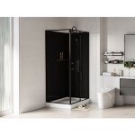 Cabine de douche rectangulaire - installation r�versible - noir - l110 x l80 x h225 cm - zodani