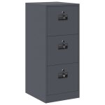 Cabinet de dossier industriel - vidaxl - anthracite - 44x50x1065 cm - acier lamin� � froid - 3 tiroirs ...