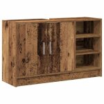 Cabinet de lavabo rustique - vidaxl - 90x29x55 cm - bois ding�nierie - marron - style vieilli - 3 �tag�res ...