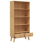 Cabinet de livre solomoon chic biblioth�que � 4 niveaux - pour salon / bureau - olden marron bois de ...