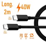 C�ble 40w charge rapide usb - c vers usb - c 2m 2025 power delivery synchro type - c long 200 cm tpe ...