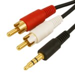 Cble adaptateur 35 mm stro jack vers 2 rca fiches audio plaques or 2 mtres noir - juanio -