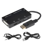 Cble adaptateur 4 en 1 displayport vers hdmi / vga / dvi / convertisseur audio multifonction