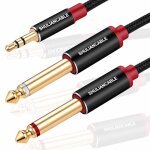 C�ble audio 3. 5mm vers double 6. 35mm 6. 35 m�le vers 3. 5 m�le mono y splitter jack c�ble pour haut ...