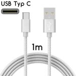 Cable de charge rapide usb type c nylon argent pour iphone 15 6. 1 1 m�tre - yuan yuan